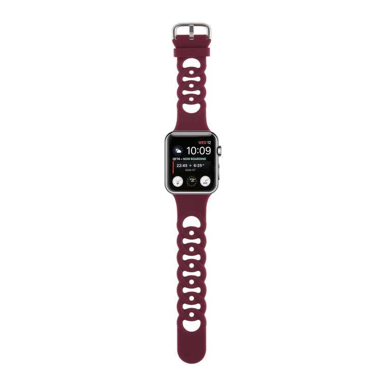 Hollow Out Silicone Watch Band For Apple Watch Series 9&8&7 41mm / SE 3&SE 2&6&SE&5&4 40mm / 3&2&...