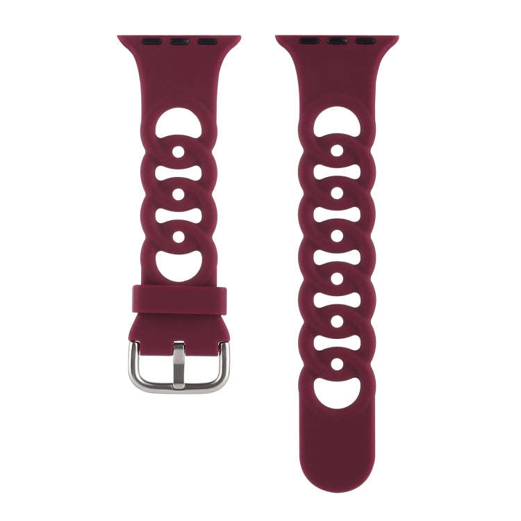 Hollow Out Silicone Watch Band For Apple Watch Series 9&8&7 41mm / SE 3&SE 2&6&SE&5&4 40mm / 3&2&...