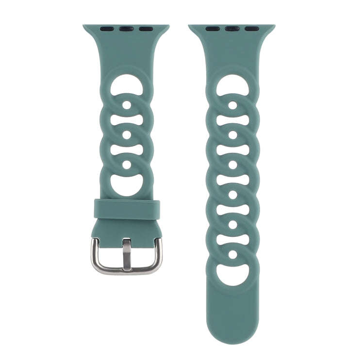 Hollow Out Silicone Watch Band For Apple Watch Series 9&8&7 41mm / SE 3&SE 2&6&SE&5&4 40mm / 3&2&...
