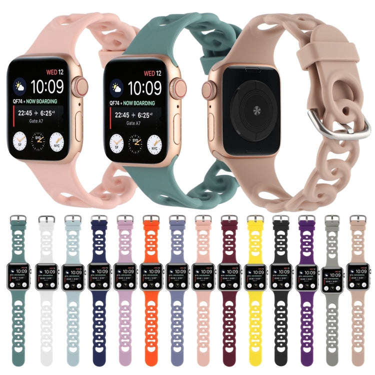 Hollow Out Silicone Watch Band For Apple Watch Series 9&8&7 41mm / SE 3&SE 2&6&SE&5&4 40mm / 3&2&...