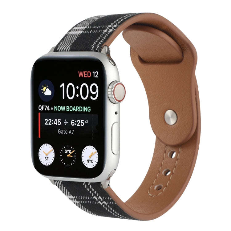 Cloth Texture Sports Leather Watch Band For Apple Watch Series 9&8&7 41mm / SE 3&SE 2&6&SE&5&4 40...