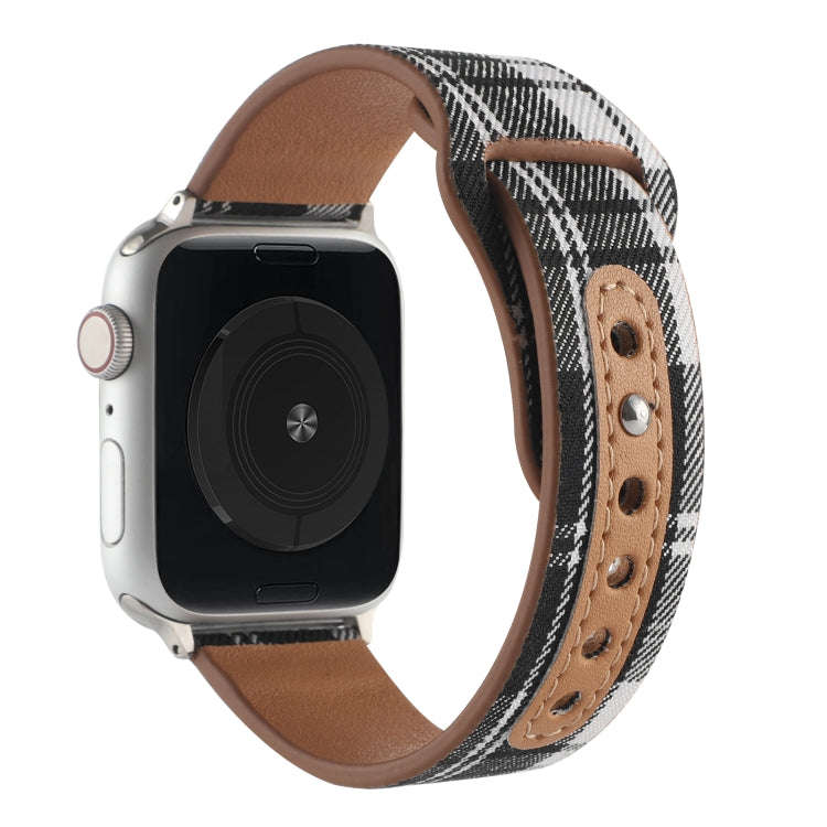 Cloth Texture Sports Leather Watch Band For Apple Watch Series 9&8&7 41mm / SE 3&SE 2&6&SE&5&4 40...