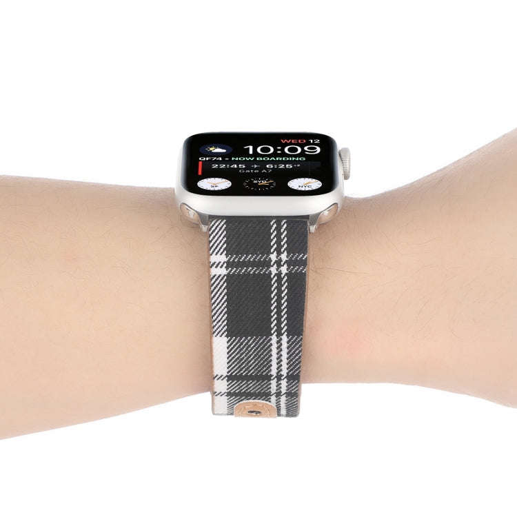 Cloth Texture Sports Leather Watch Band For Apple Watch Series 9&8&7 41mm / SE 3&SE 2&6&SE&5&4 40...