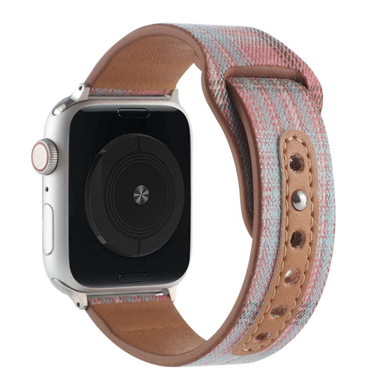 Cloth Texture Sports Leather Watch Band For Apple Watch Series 9&8&7 41mm / SE 3&SE 2&6&SE&5&4 40...