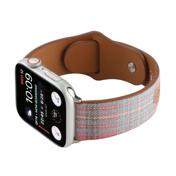 Cloth Texture Sports Leather Watch Band For Apple Watch Series 9&8&7 41mm / SE 3&SE 2&6&SE&5&4 40...