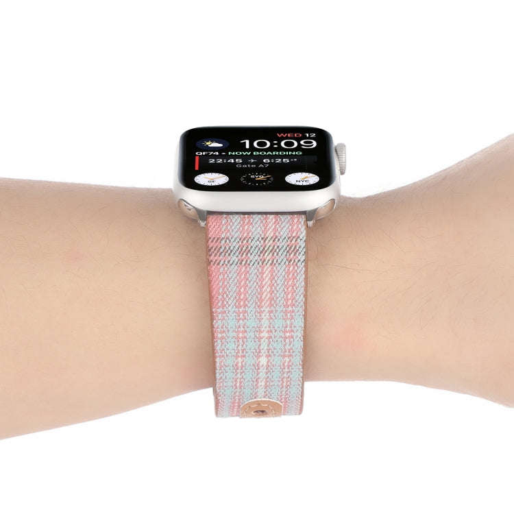 Cloth Texture Sports Leather Watch Band For Apple Watch Series 9&8&7 41mm / SE 3&SE 2&6&SE&5&4 40...