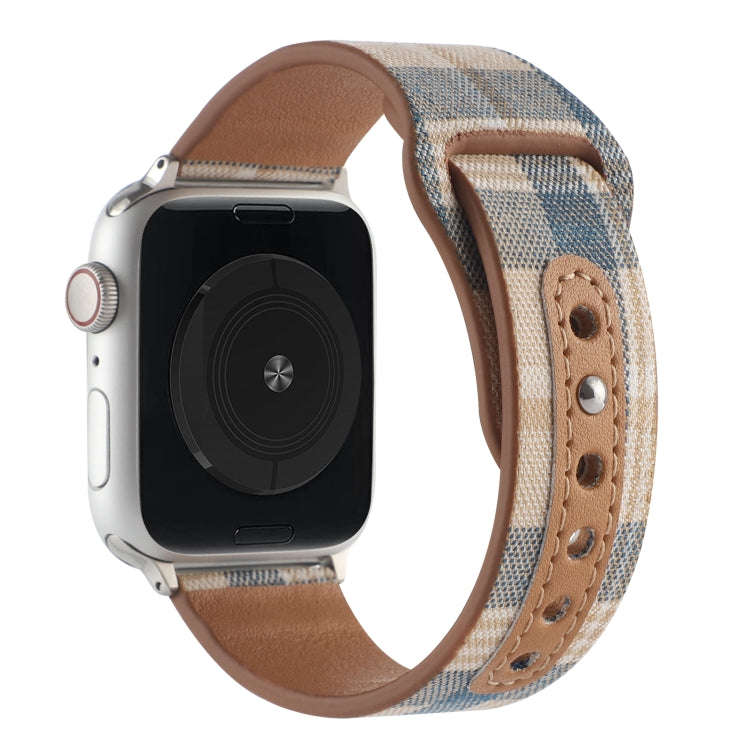 Cloth Texture Sports Leather Watch Band For Apple Watch Series 9&8&7 41mm / SE 3&SE 2&6&SE&5&4 40...