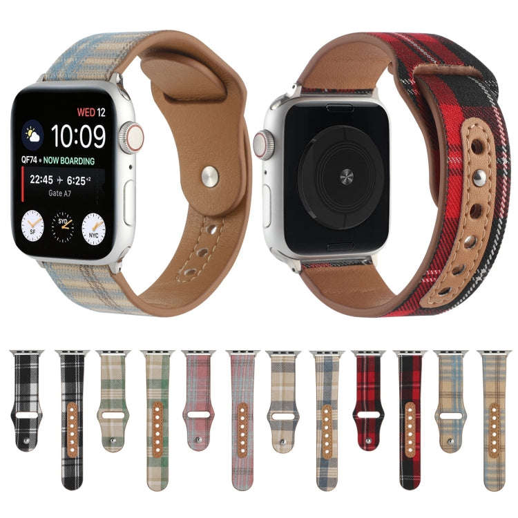 Cloth Texture Sports Leather Watch Band For Apple Watch Series 9&8&7 41mm / SE 3&SE 2&6&SE&5&4 40...