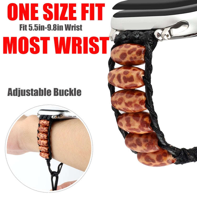 Wooden Bead Watch Band For Apple Watch Series 9&8&7 41mm / SE 3&SE 2&6&SE&5&4 40mm / 3&2&1 38mm(T...