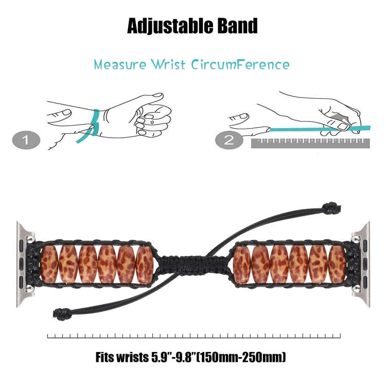 Wooden Bead Watch Band For Apple Watch Series 9&8&7 41mm / SE 3&SE 2&6&SE&5&4 40mm / 3&2&1 38mm(T...