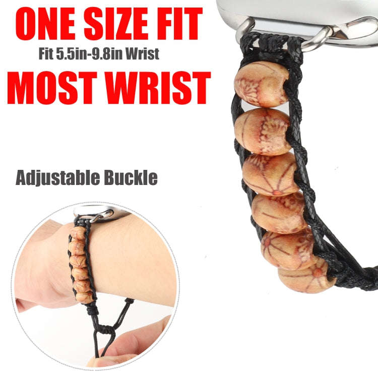 Wooden Bead Watch Band For Apple Watch Series 9&8&7 41mm / SE 3&SE 2&6&SE&5&4 40mm / 3&2&1 38mm(P...