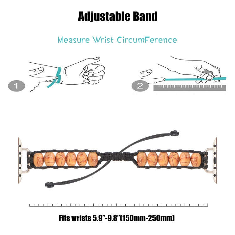 Wooden Bead Watch Band For Apple Watch Series 9&8&7 41mm / SE 3&SE 2&6&SE&5&4 40mm / 3&2&1 38mm(P...