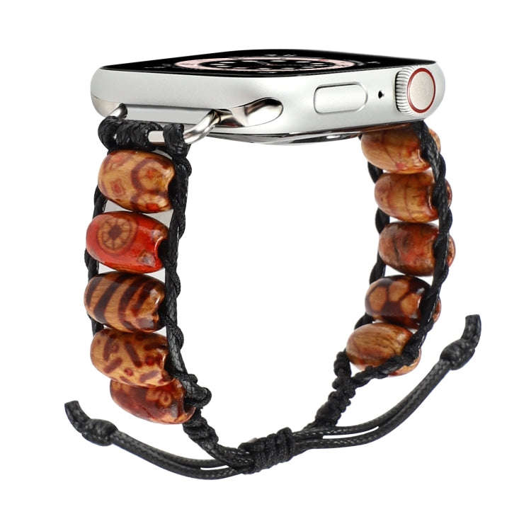Wooden Bead Watch Band For Apple Watch Series 9&8&7 41mm / SE 3&SE 2&6&SE&5&4 40mm / 3&2&1 38mm(P...