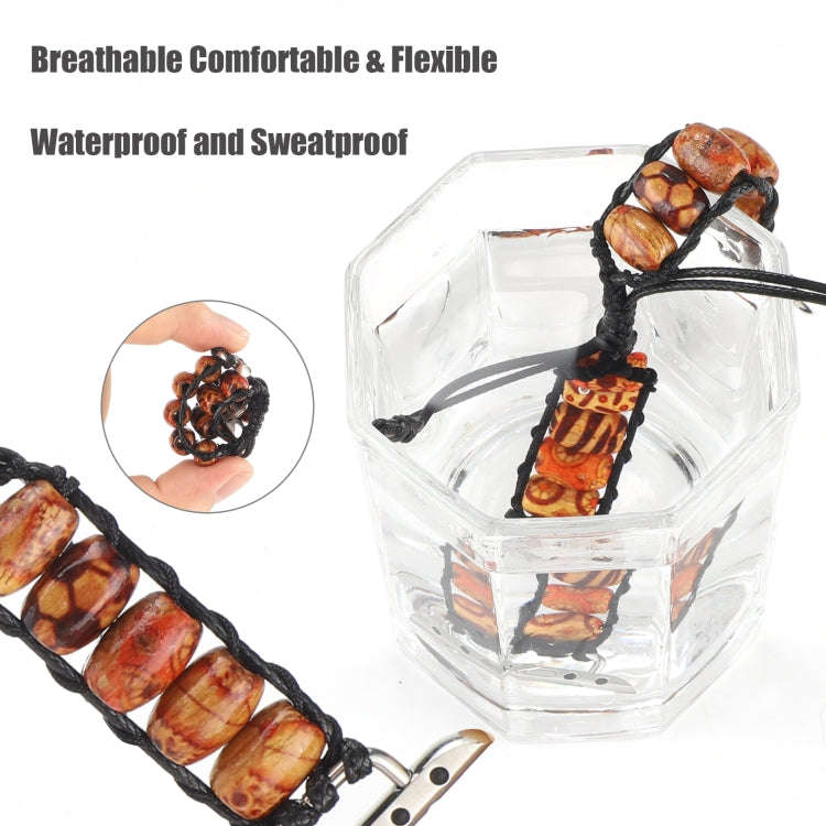 Wooden Bead Watch Band For Apple Watch Series 9&8&7 41mm / SE 3&SE 2&6&SE&5&4 40mm / 3&2&1 38mm(P...