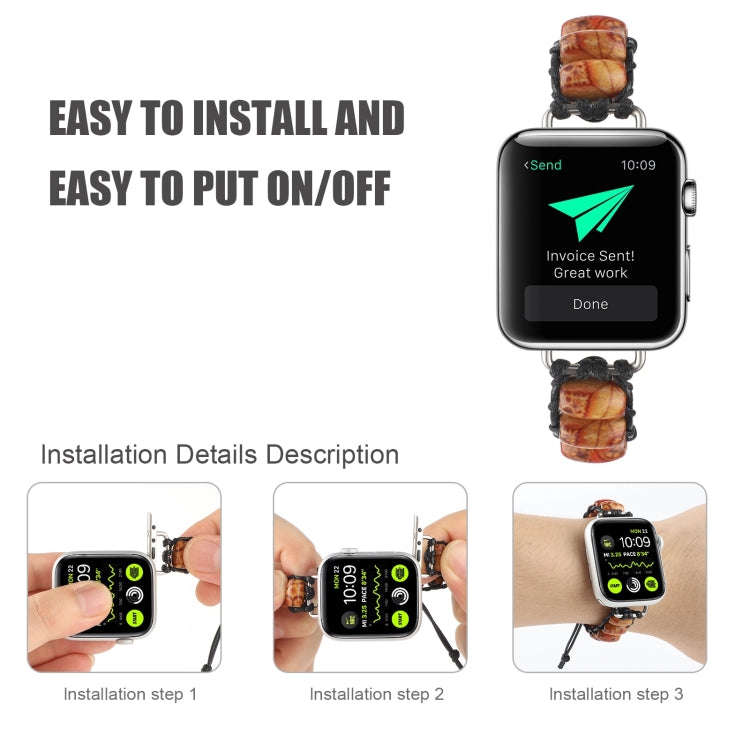 Wooden Bead Watch Band For Apple Watch Series 9&8&7 41mm / SE 3&SE 2&6&SE&5&4 40mm / 3&2&1 38mm(P...