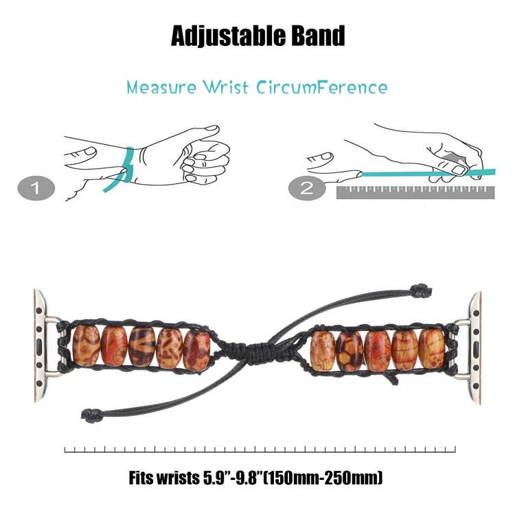 Wooden Bead Watch Band For Apple Watch Series 9&8&7 41mm / SE 3&SE 2&6&SE&5&4 40mm / 3&2&1 38mm(P...