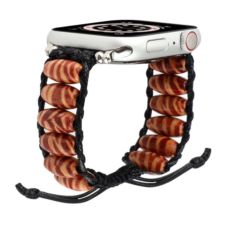 Wooden Bead Watch Band For Apple Watch Series 9&8&7 41mm / SE 3&SE 2&6&SE&5&4 40mm / 3&2&1 38mm(D...