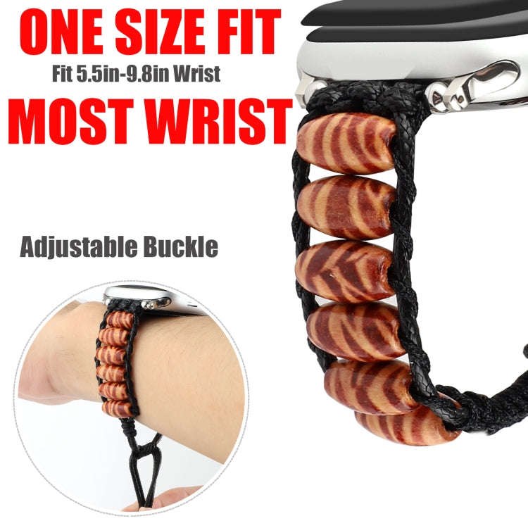 Wooden Bead Watch Band For Apple Watch Series 9&8&7 41mm / SE 3&SE 2&6&SE&5&4 40mm / 3&2&1 38mm(D...
