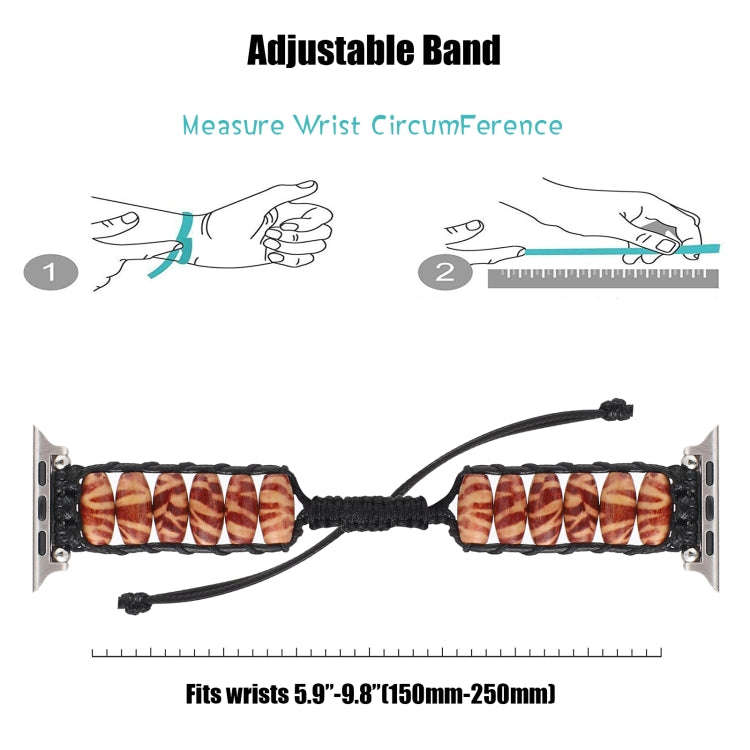 Wooden Bead Watch Band For Apple Watch Series 9&8&7 41mm / SE 3&SE 2&6&SE&5&4 40mm / 3&2&1 38mm(D...