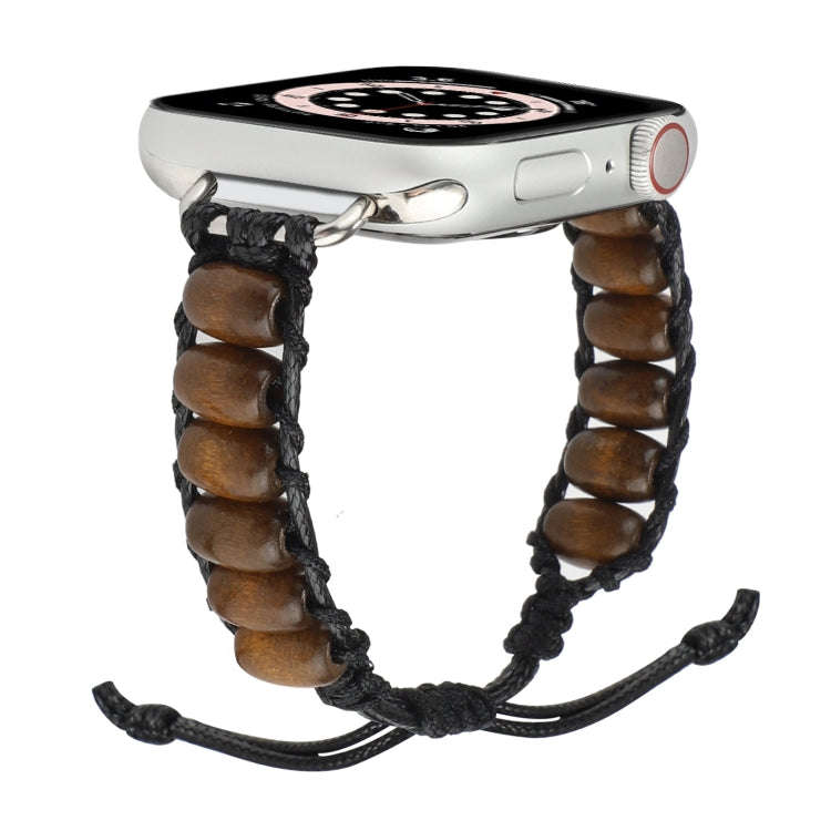 Wooden Bead Watch Band For Apple Watch Series 9&8&7 41mm / SE 3&SE 2&6&SE&5&4 40mm / 3&2&1 38mm(D...