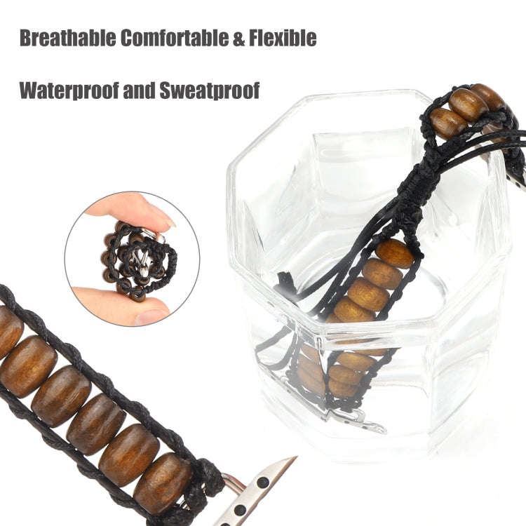Wooden Bead Watch Band For Apple Watch Series 9&8&7 41mm / SE 3&SE 2&6&SE&5&4 40mm / 3&2&1 38mm(D...
