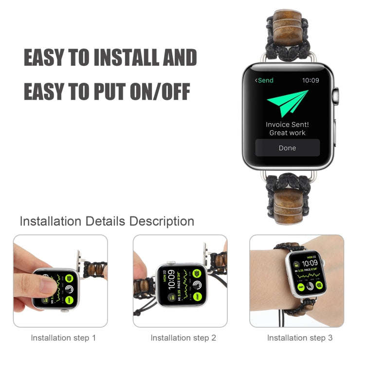 Wooden Bead Watch Band For Apple Watch Series 9&8&7 41mm / SE 3&SE 2&6&SE&5&4 40mm / 3&2&1 38mm(D...