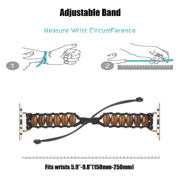 Wooden Bead Watch Band For Apple Watch Series 9&8&7 41mm / SE 3&SE 2&6&SE&5&4 40mm / 3&2&1 38mm(D...