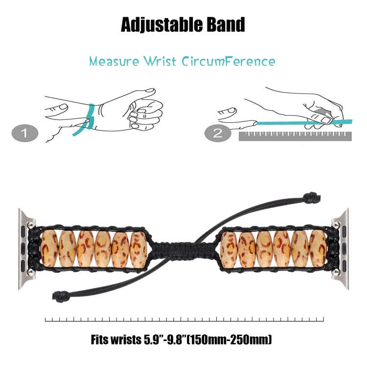 Wooden Bead Watch Band For Apple Watch Ultra 49mm&Watch Ultra 2 49mm / Series 9&8&7 45mm / SE 3&S...
