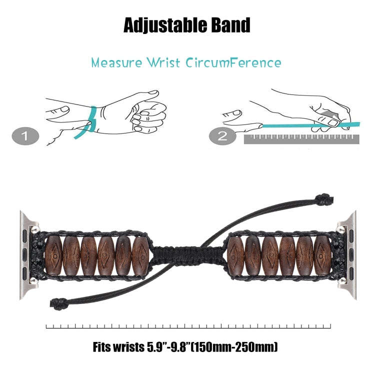 Wooden Bead Watch Band For Apple Watch Ultra 49mm&Watch Ultra 2 49mm / Series 9&8&7 45mm / SE 3&S...