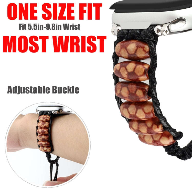 Wooden Bead Watch Band For Apple Watch Ultra 49mm&Watch Ultra 2 49mm / Series 9&8&7 45mm / SE 3&S...