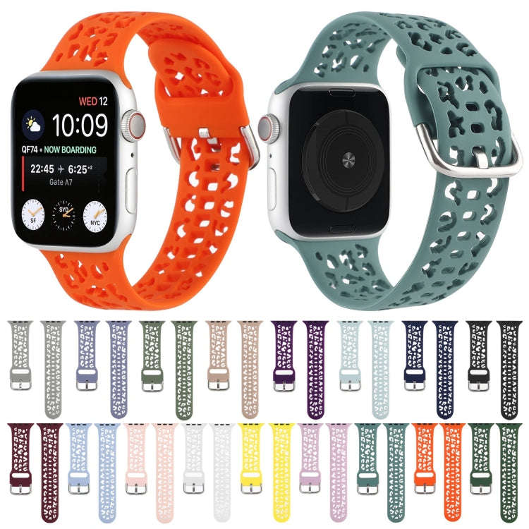 Hollow Out Silicone Watch Band For Apple Watch Series 9&8&7 41mm / SE 3&SE 2&6&SE&5&4 40mm / 3&2&...