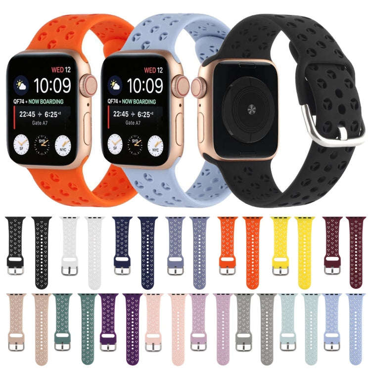 Hollow Out Silicone Watch Band For Apple Watch Series 9&8&7 41mm / SE 3&SE 2&6&SE&5&4 40mm / 3&2&...