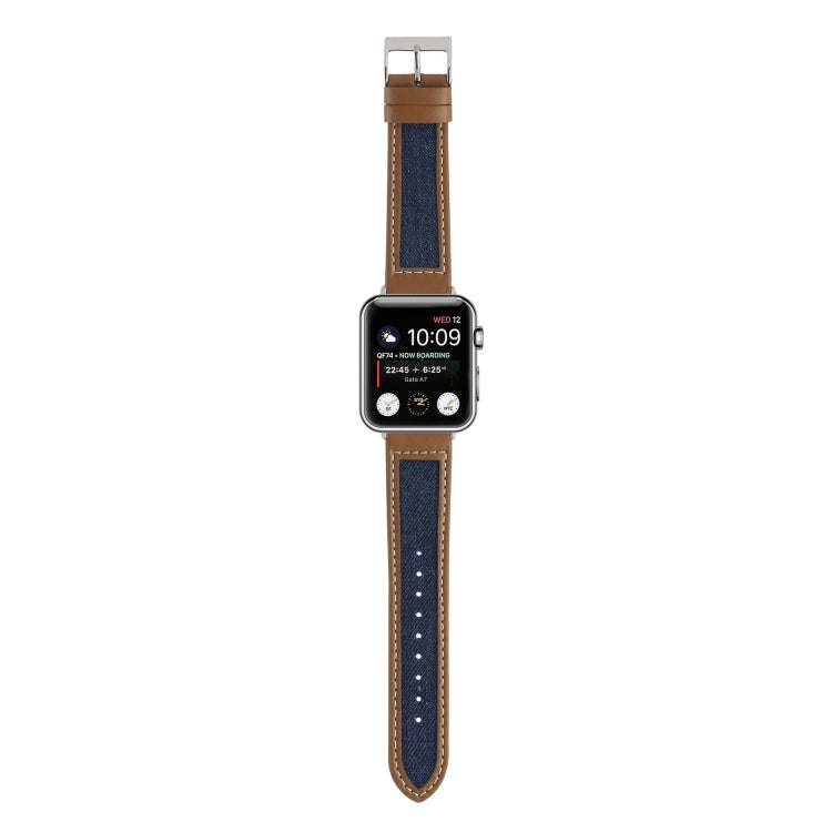 Canvas Leather Watch Band For Apple Watch Series 9&8&7 41mm / SE 3&SE 2&6&SE&5&4 40mm / 3&2&1 38m...