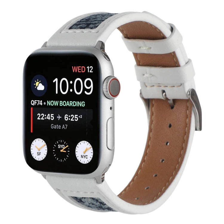 Canvas Leather Watch Band For Apple Watch Series 9&8&7 41mm / SE 3&SE 2&6&SE&5&4 40mm / 3&2&1 38m...