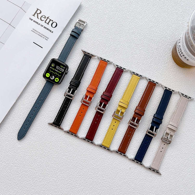 Leather Watch Band For Apple Watch Series 9&8&7 41mm / SE 3&SE 2&6&SE&5&4 40mm / 3&2&1 38mm(Wine ...