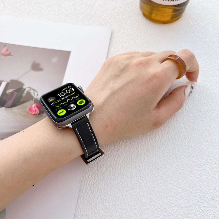 Leather Watch Band For Apple Watch Series 9&8&7 41mm / SE 3&SE 2&6&SE&5&4 40mm / 3&2&1 38mm(Wine ...