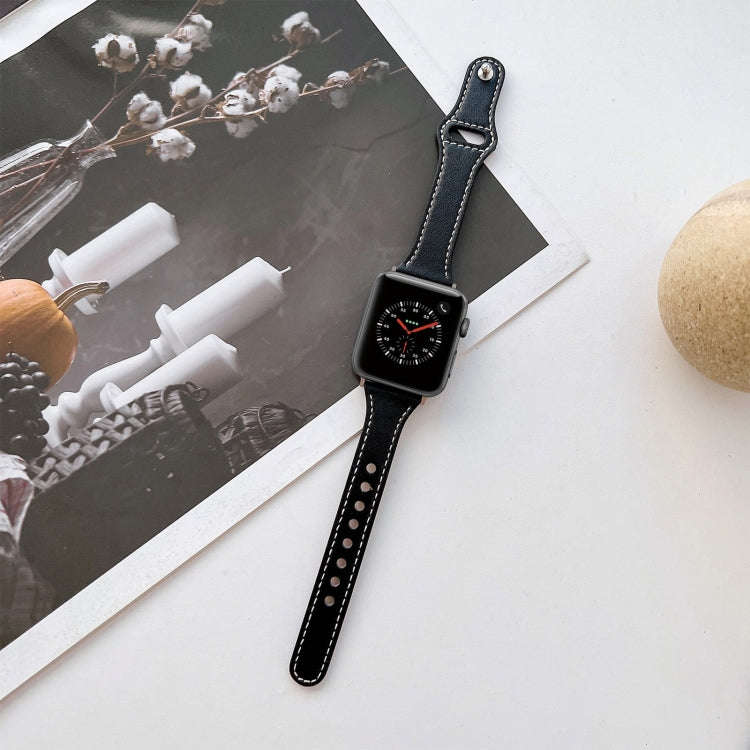 Flat Texture Leather Watch Band For Apple Watch Ultra 49mm&Watch Ultra 2 49mm / Series 9&8&7 45mm...