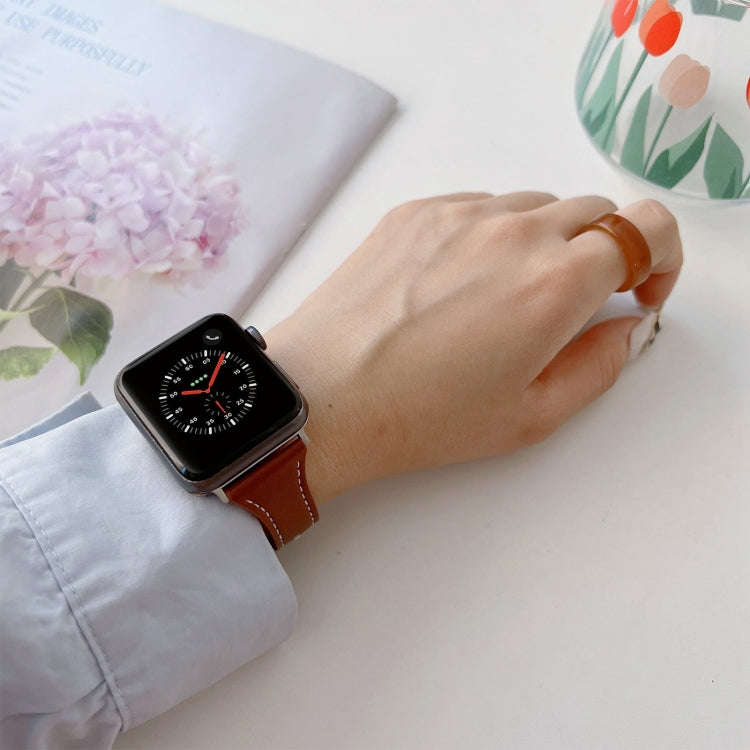 Flat Texture Leather Watch Band For Apple Watch Ultra 49mm&Watch Ultra 2 49mm / Series 9&8&7 45mm...