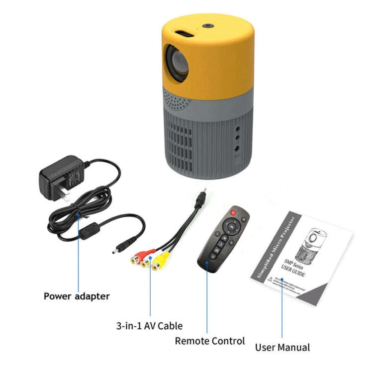 T400 100 inch Screen 3000 Lumens LED Mini Projector, Plug Type:US Plug(Black White)