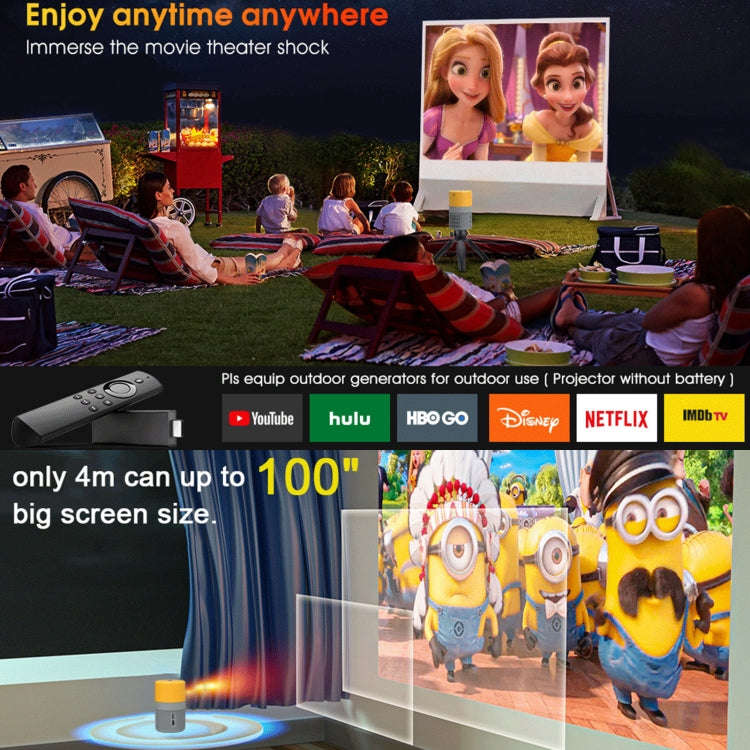 T400 100 inch Screen 3000 Lumens LED Mini Projector, Plug Type:US Plug(Black White)