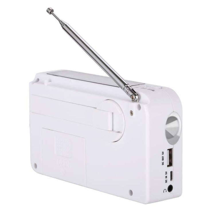RD-638T Two-band Solar Powered AM / FM Radio Player Flashlight with Dynamo Function(White)