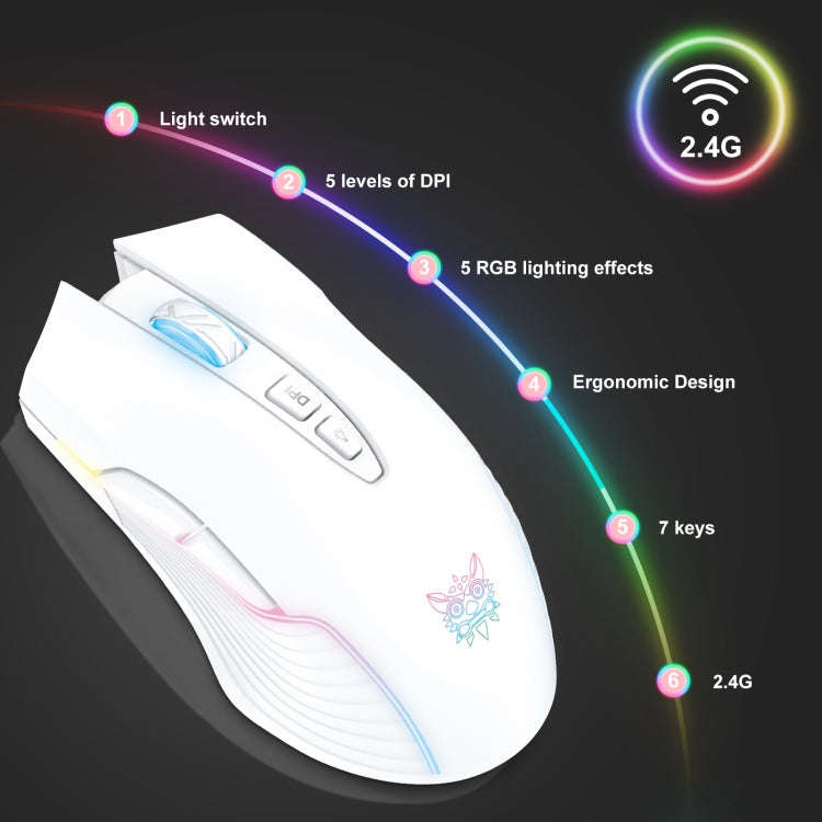 ONIKUMA CW905 2.4G RGB Lighting Wireless Mouse (Grey White)