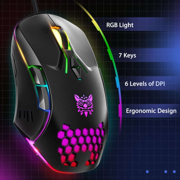 ONIKUMA CW902 RGB Lighting Wired Mouse(Black)