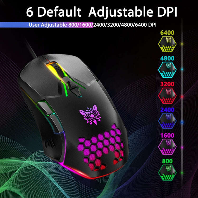 ONIKUMA CW902 RGB Lighting Wired Mouse(Black)