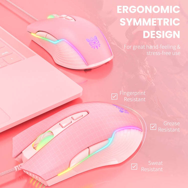 ONIKUMA CW905 RGB Lighting Wired Mouse(Pink)