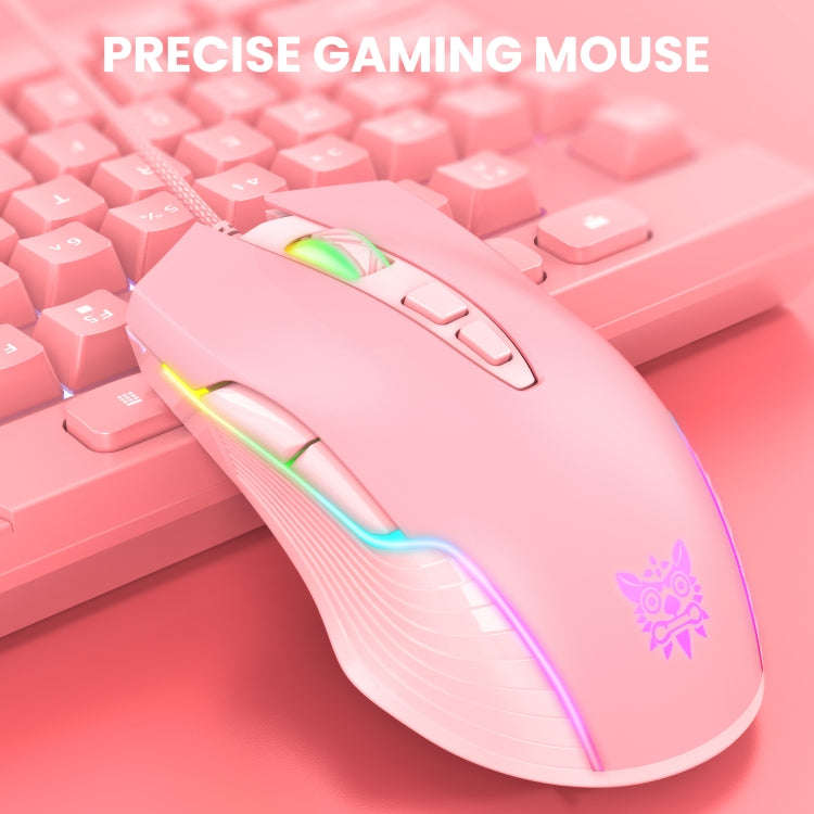 ONIKUMA CW905 RGB Lighting Wired Mouse(Pink)