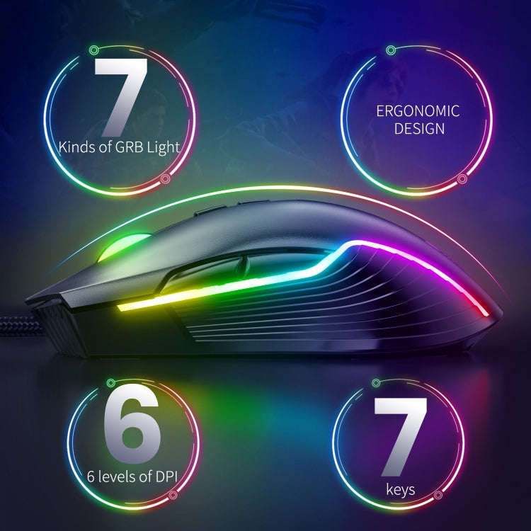 ONIKUMA CW905 RGB Lighting Wired Mouse(Black)