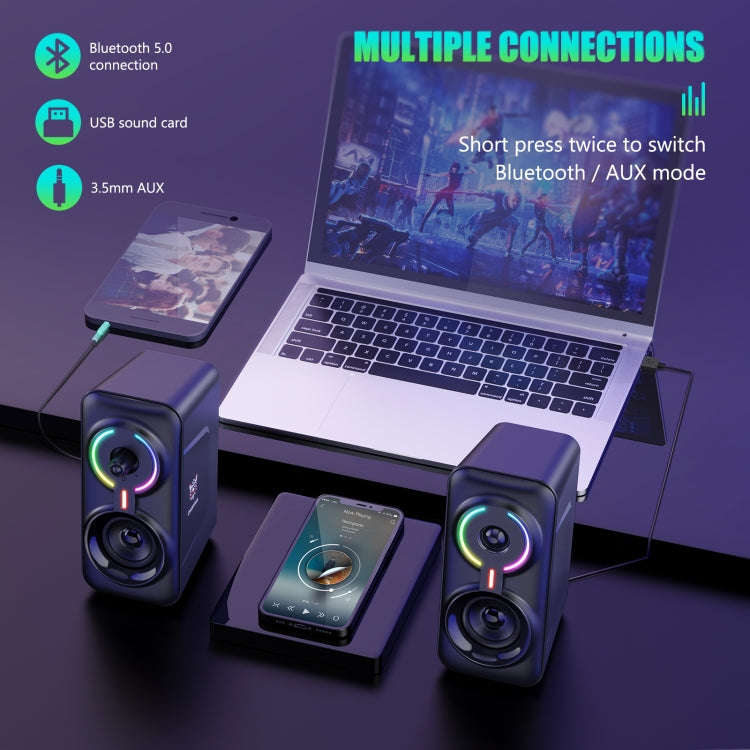 ONIKUMA L6 RGB Lighting Computer Audio with Bluetooth Function(Black)