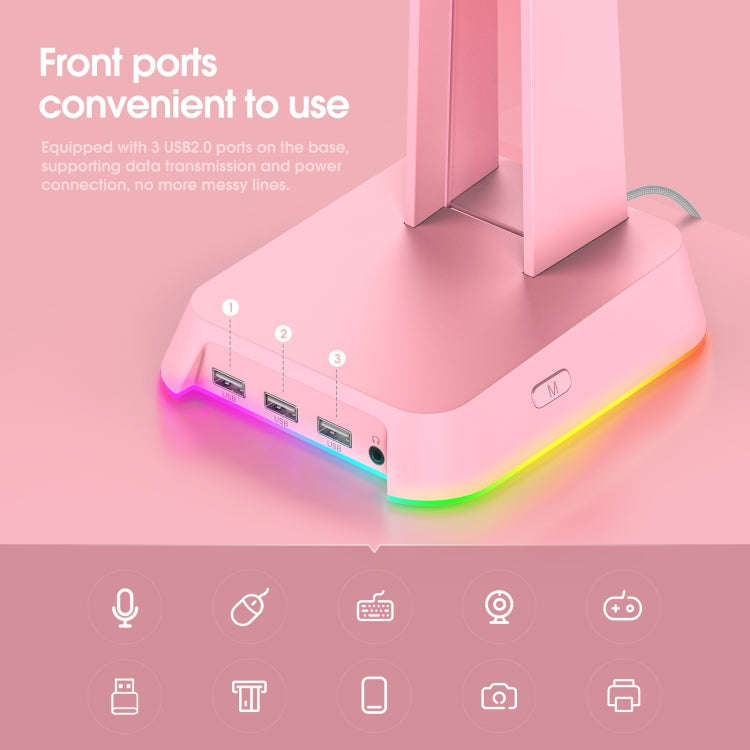 ONIKUMA ST-2 RGB Lighting Headset Holder Stand(Pink)