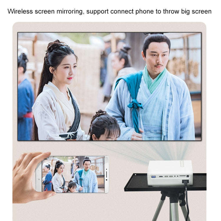 YG530 LED Small 1080P Wireless Screen Mirroring Projector, Power Plug:UK Plug(White)